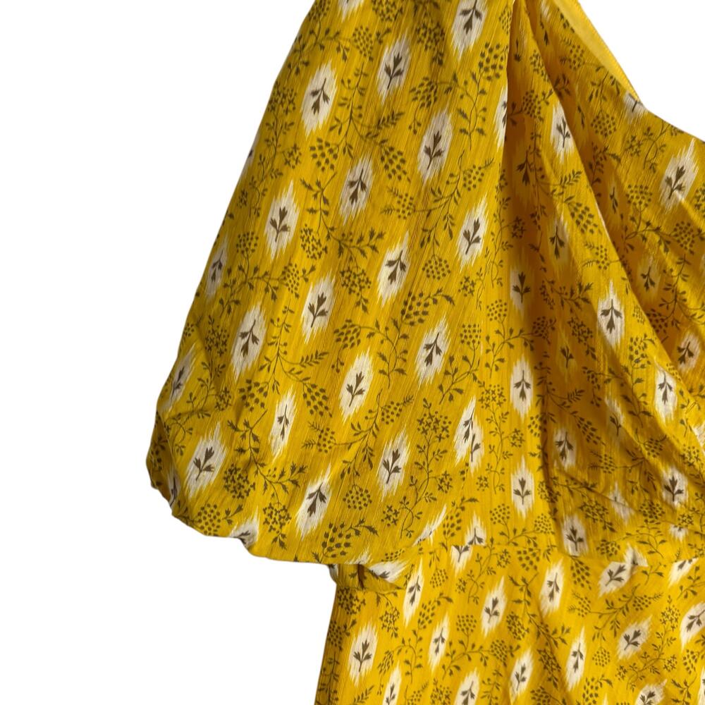 Veronica Beard Virginia Sun Yellow One Shoulder Floral Tiered Maxi Dress Size 16 - Picture 8 of 16